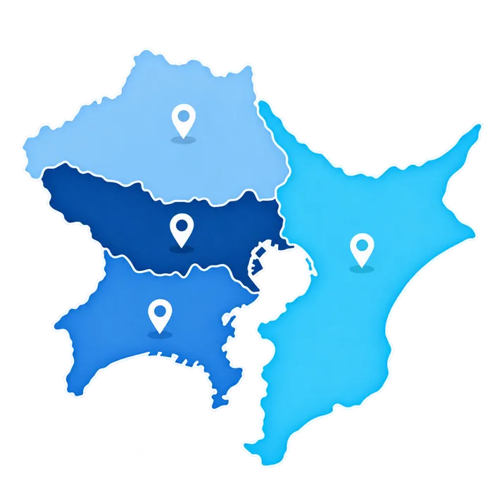 対応エリアの地図(東京・神奈川・千葉・埼玉)